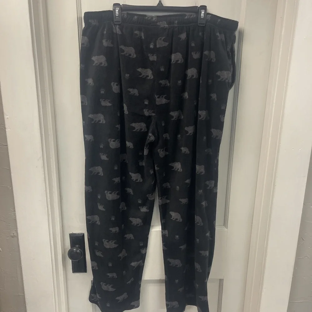 NorthCrest Mens Black Gray Fleece Bear Sleep Pants Pajama Bottoms XXL